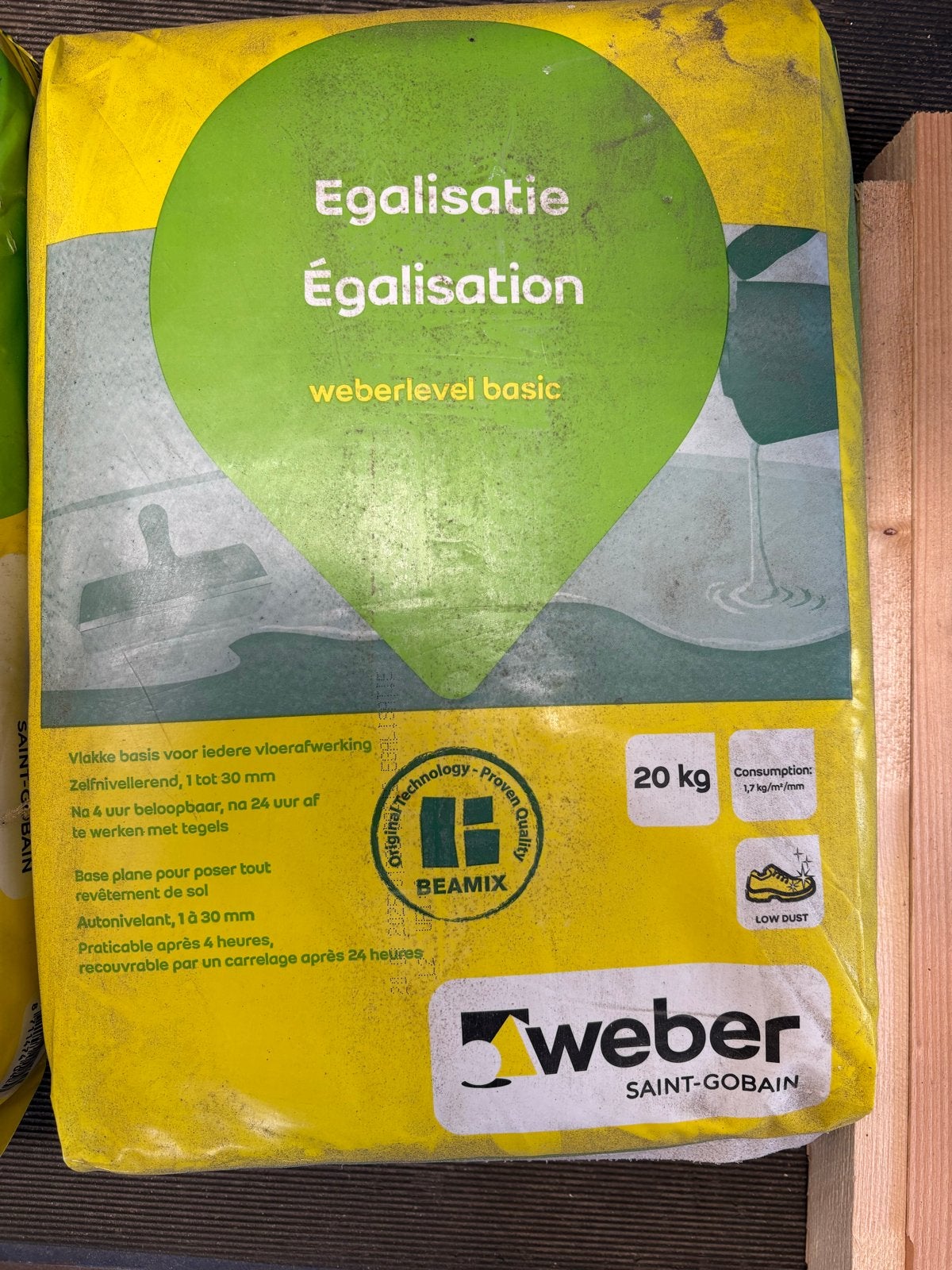 2x Weber Égalisation egalisatie weberlevel basic 20 kg, Doe-het-zelf en Verbouw, Ophalen of Verzenden, Nieuw