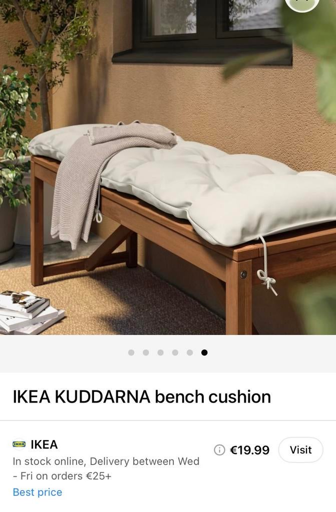 Ikea bench cushion, Eenpersoons, Wit, Ophalen of Verzenden, Zo goed als nieuw