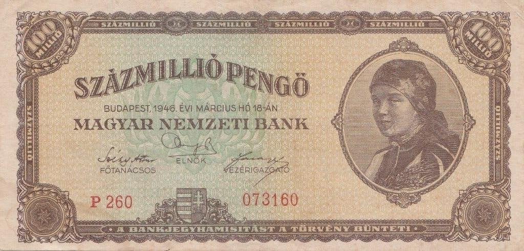 100 SZAZMILLIO PENGO BUDAPEST 1946, Postzegels en Munten, Ophalen of Verzenden, Overige landen, Los biljet