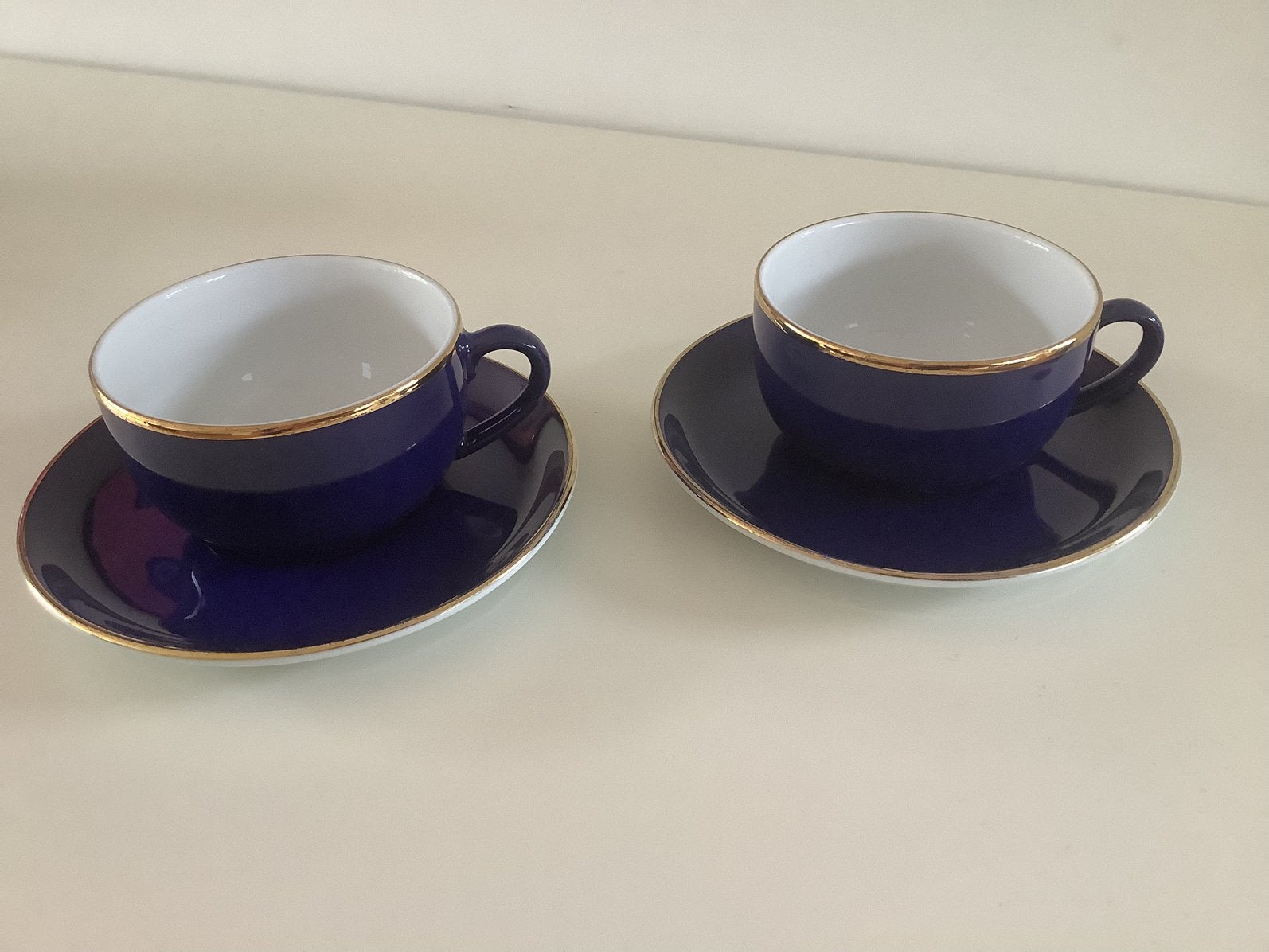 Kop en schotel Douwe Egberts blauw gouden rand Mitterteich, Ophalen of Verzenden, Porselein, Overige stijlen, Kop(pen) en/of Schotel(s)