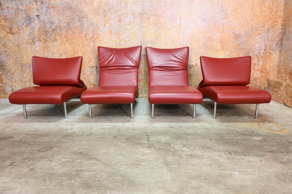 ZGAN! 2 rode leren Bonaldo Berlin design fauteuils/chaises, Eenpersoons, 75 tot 100 cm, Ophalen of Verzenden, Zo goed als nieuw