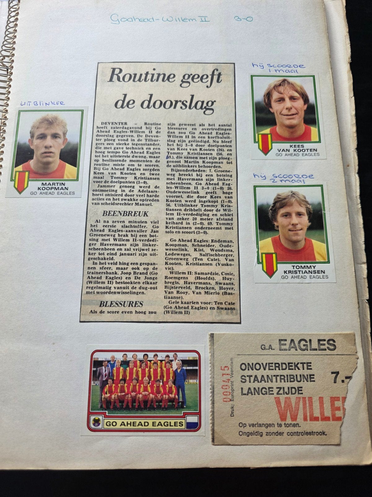 Voetbalkaartjes Goahead Eagles-Willem2., Verzamelen, Verzenden, Zo goed als nieuw, Poster, Plaatje of Sticker