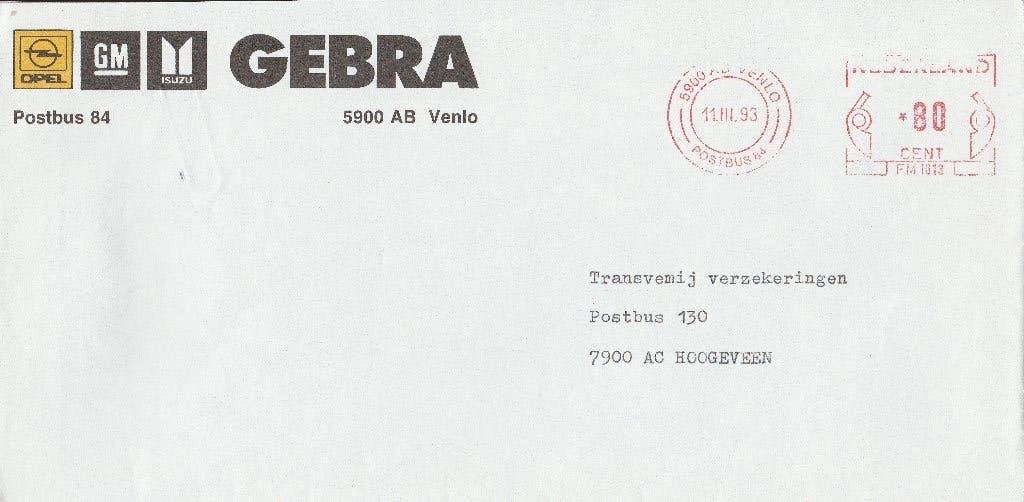 VENLO 1993 GEBRA OPEL, Ophalen of Verzenden, 1980 tot heden, Gelopen, Limburg