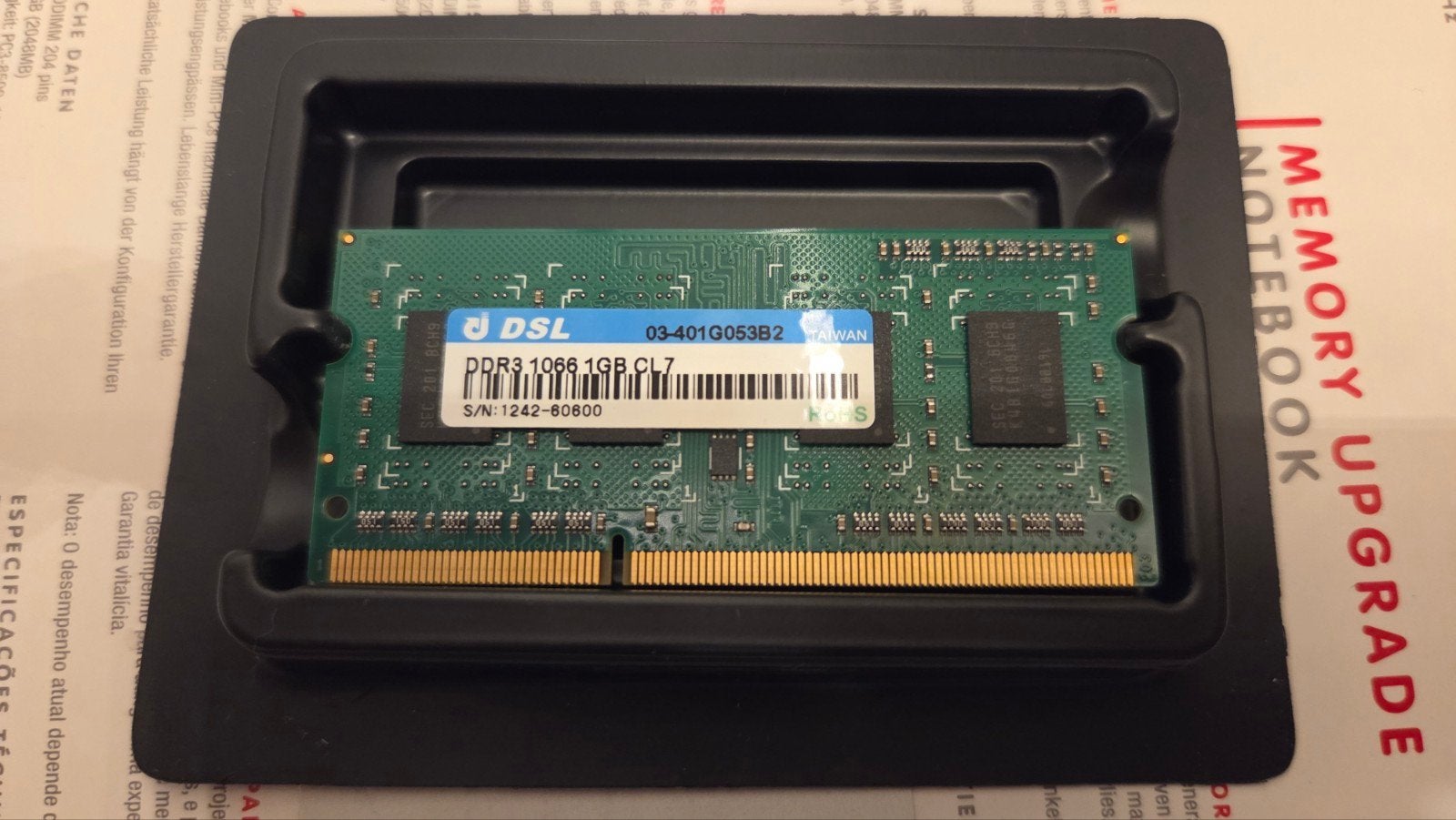 1GB DDR3 SO-DIMM 1066MHz, Computers en Software, RAM geheugen, DDR3, Ophalen of Verzenden, Laptop, Gebruikt