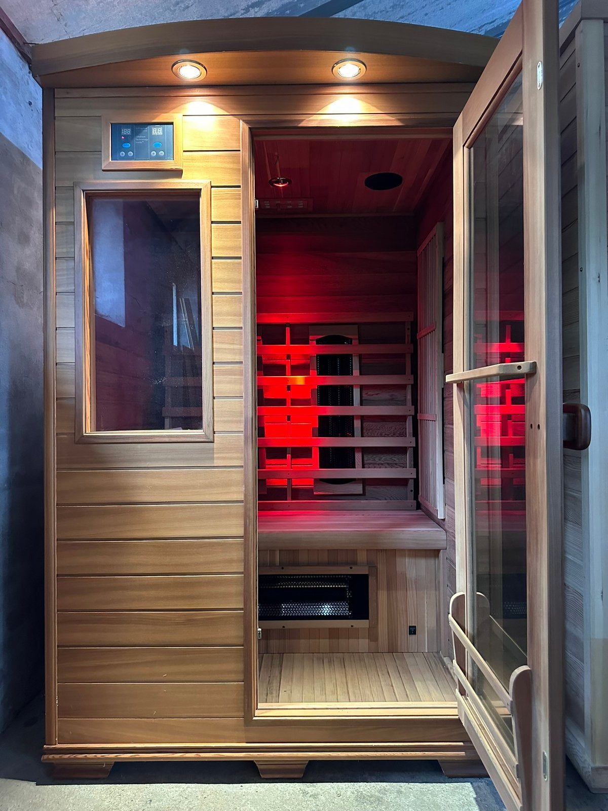 COMBI SAUNA INFRAROOD MET OPGIETKACHEL GRATIS BEZORGD! 🚚, Ophalen of Verzenden, Zo goed als nieuw, Fins of Traditioneel, Complete sauna