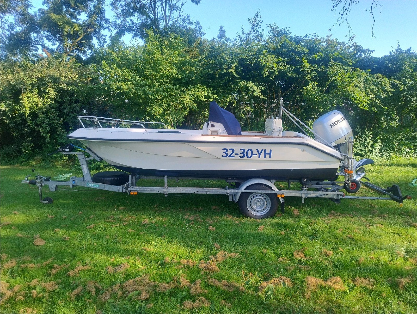 Consoleboot met Honda 90pk buitenboordmotor en trailer, Consoleboot, Ophalen, Buitenboordmotor, Navigatie