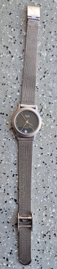 Actua dames horloge met kalender., Overige merken, Leer, Staal, Polshorloge