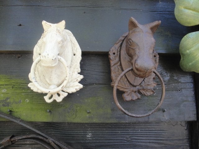 2 paarden deurkloppers gietijzer, Ophalen of Verzenden