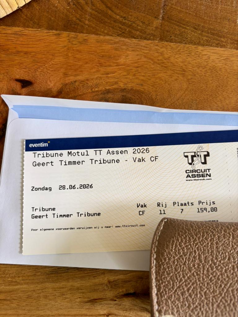 1x GT TRIBUNE Ticket TT Assen ZONDAG MOTOGP, Tickets en Kaartjes, Eén persoon
