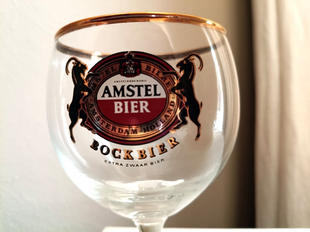 6 Vintage Amstel Bockbier Kelken, Verzamelen, Ophalen of Verzenden, Zo goed als nieuw, Glas of Glazen, Amstel