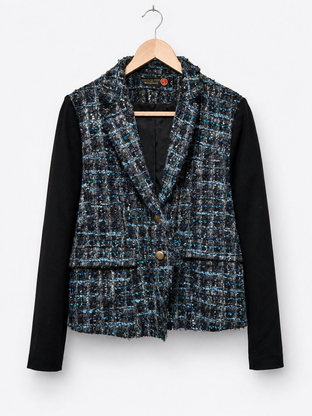 Vintage Sheila de Vries voor Witteveen Bouclé Blazer,  42, Kleding | Dames, Ophalen of Verzenden, Gedragen, Maat 42/44 (L), Zwart