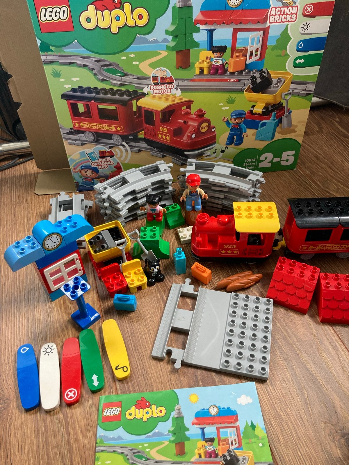 LEGO Duplo Stoomtrein 10874 met extra rails, Ophalen, Overige thema's, Zo goed als nieuw, Compleet