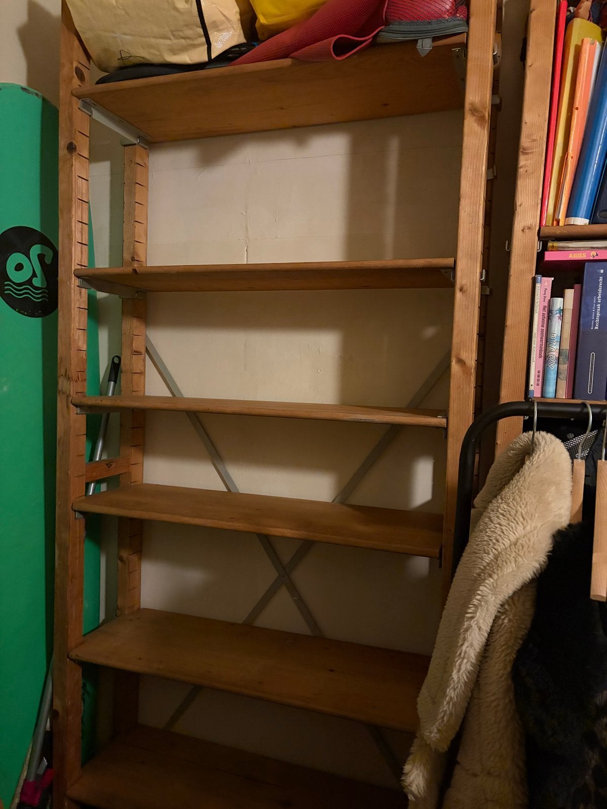 Houten stellingkast boekenkast met verstelbare planken, Huis en Inrichting, Ophalen, Met plank(en), Gebruikt, 200 cm of meer