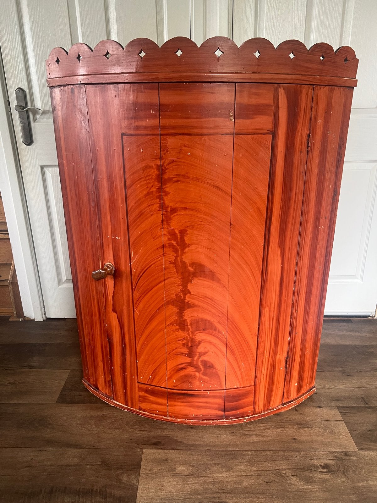 Origineel Hollands hoekkastje, 19e eeuw, houtmotief geverfd, Antiek en Kunst, Ophalen of Verzenden