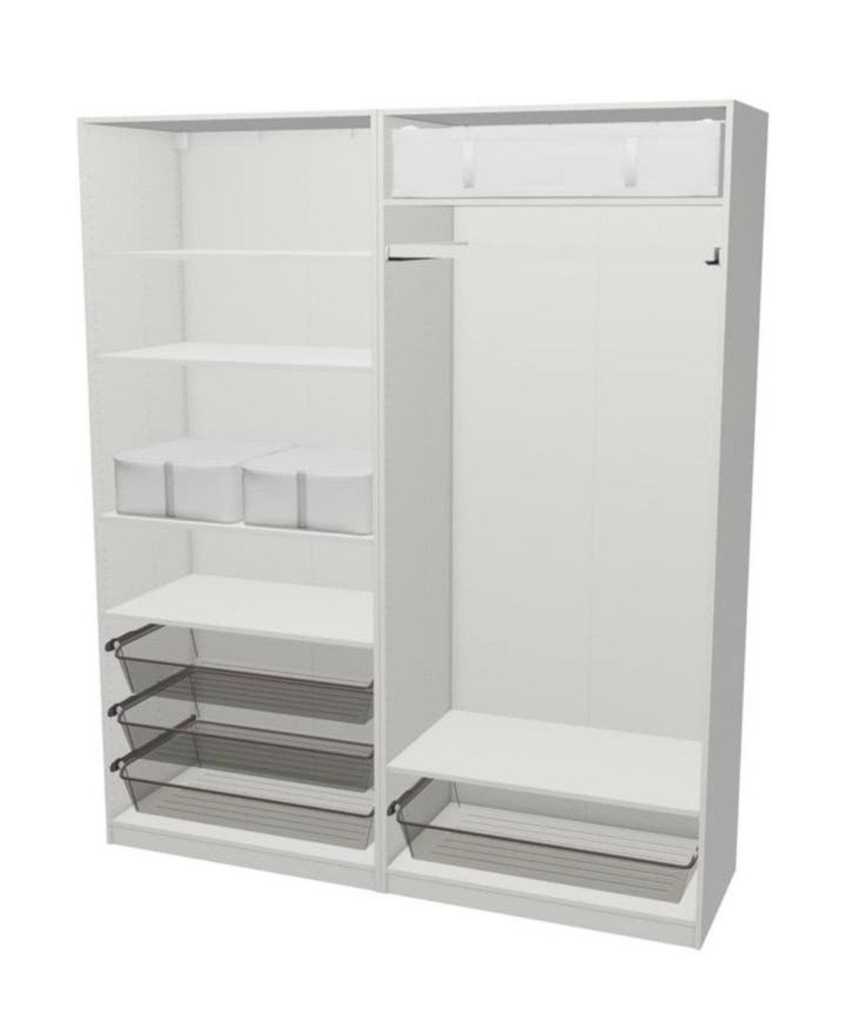 Complete IKEA PAX Kast met Schuifdeuren – Wit/Glas/Spiegel, Ophalen, Zo goed als nieuw
