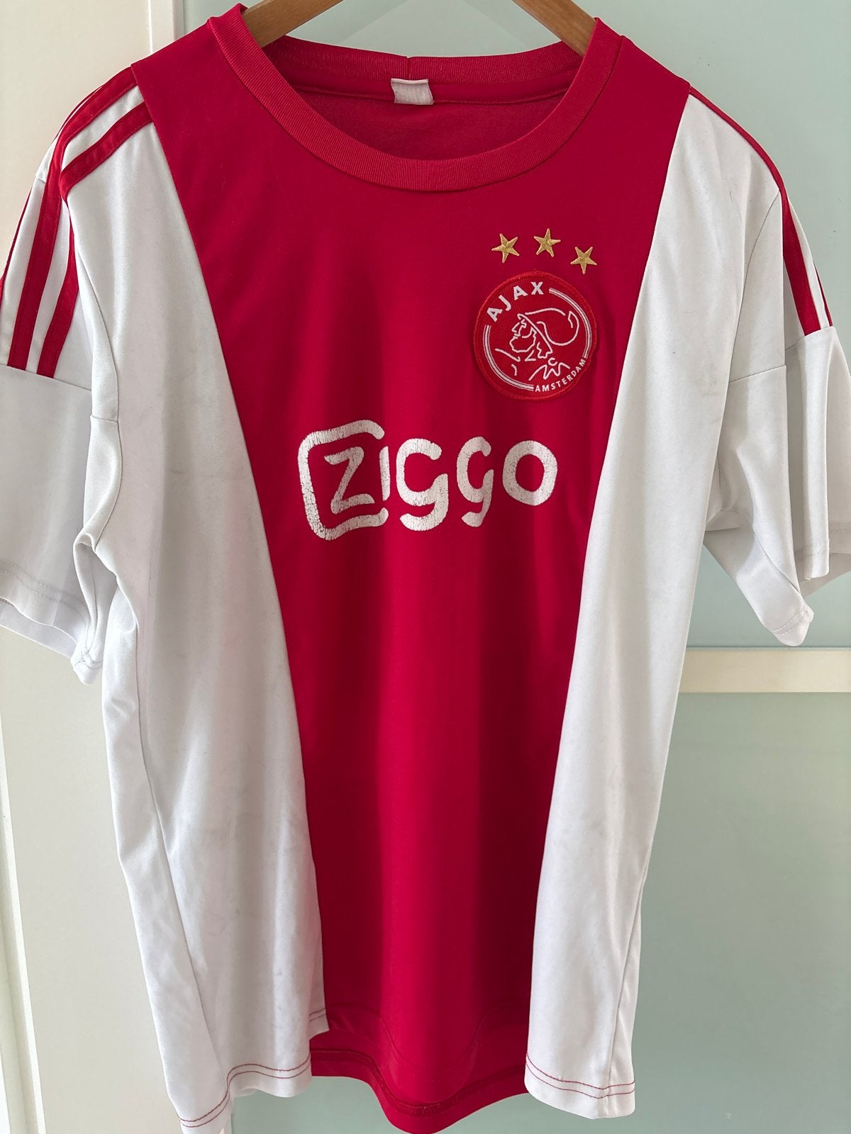 Ajax Thuisshirt Rood/Wit - Maat L, Kleding | Heren, Sportkleding, Gedragen, Voetbal, Maat 52/54 (L), Rood, Ophalen of Verzenden