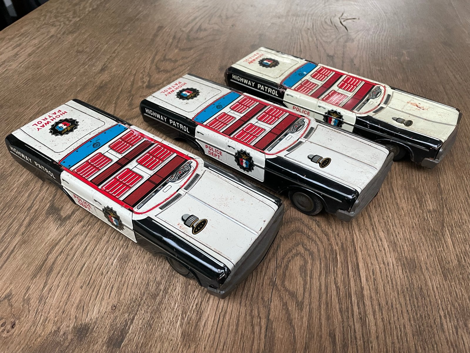 Set van 3 Vintage Blikken Politieauto's - Highway Patrol, Ophalen of Verzenden