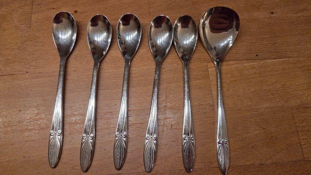 Set van 6 vintage lepels - Van Nelle Vloot, Antiek en Kunst, Ophalen of Verzenden