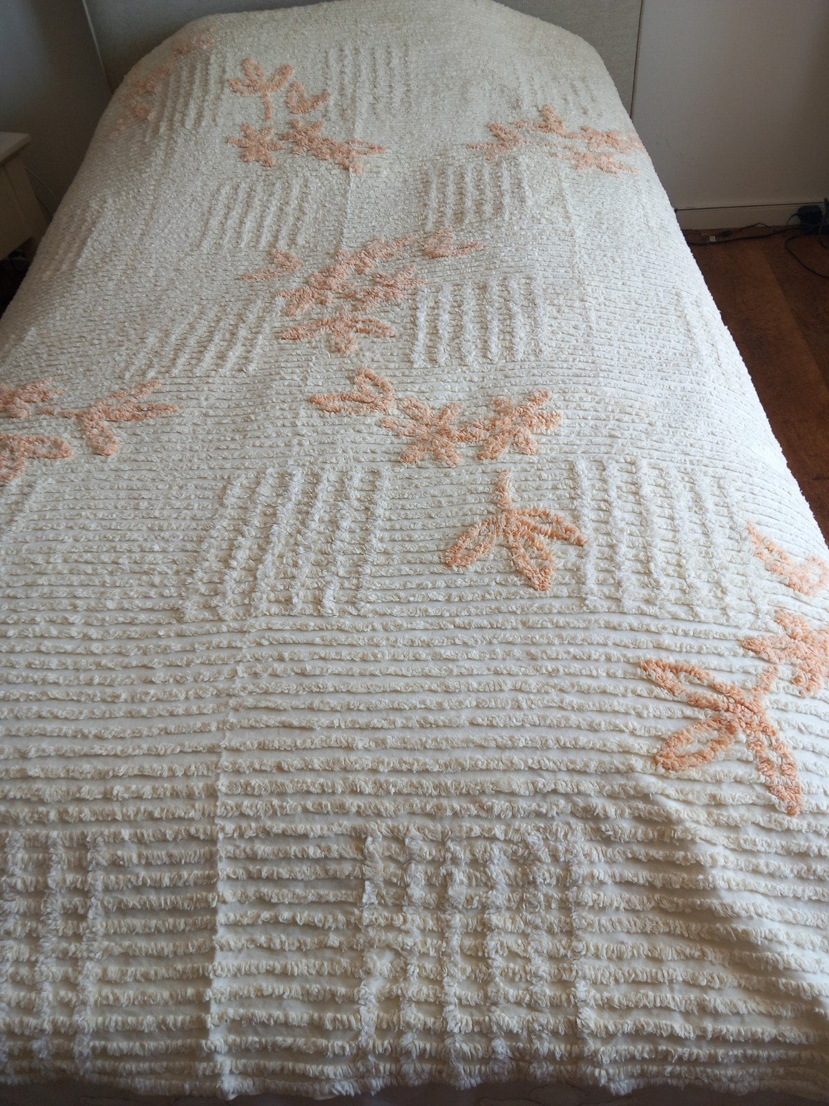 Chenille sprei, Gebruikt, Eenpersoons, Geel, Overige typen