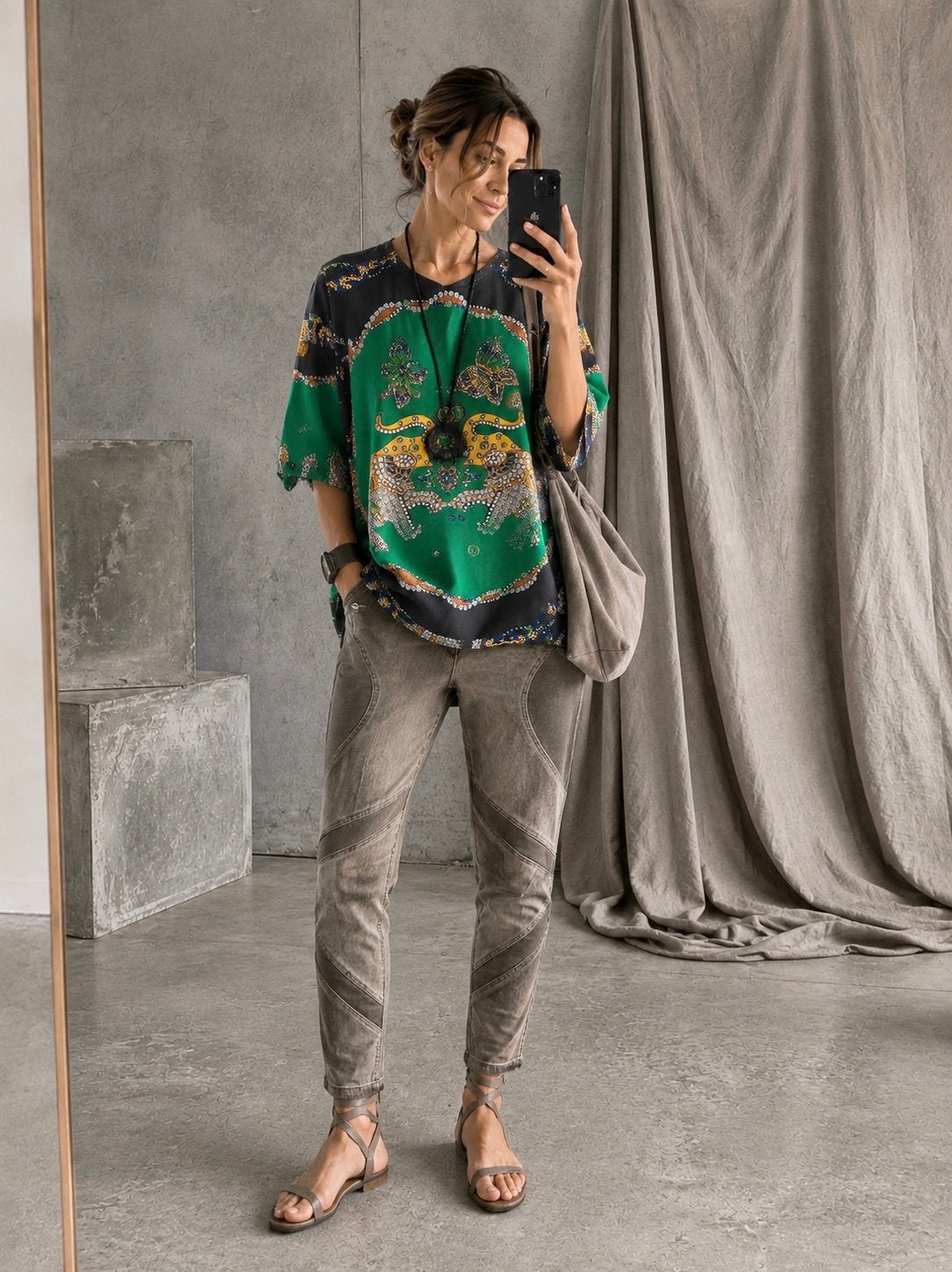 Hardob Blouse met Olifantenprint en Vlinders, maat 40, Verzenden, Zo goed als nieuw, Maat 38/40 (M), Groen