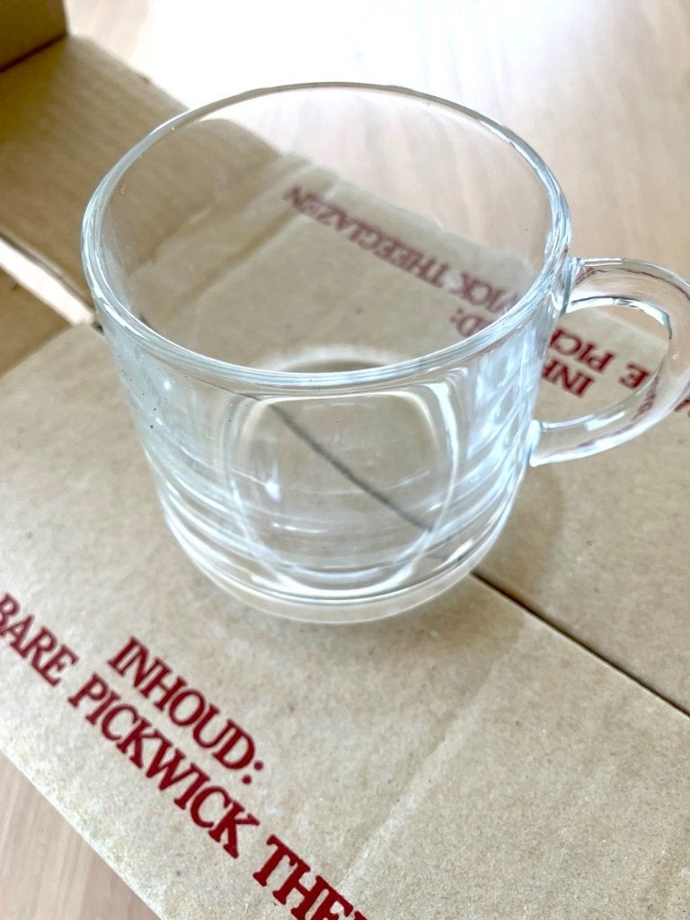 2 x 4 Jaren 70/80 Pickwick theeglazen - Nieuw in doos, Glas of Glazen, Verzenden, Overige stijlen, Glas