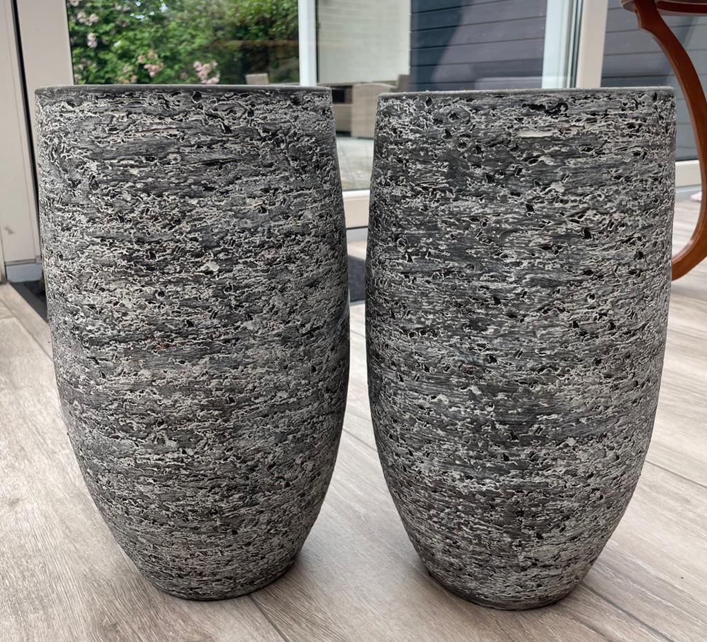 Te koop: 2 hoge bloempotten voor binnen, Ophalen, Rond, Binnen, Aardewerk