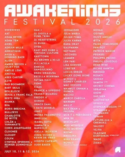 Awakanings festival 2026 3x zaterdag, Tickets en Kaartjes, Drie personen of meer