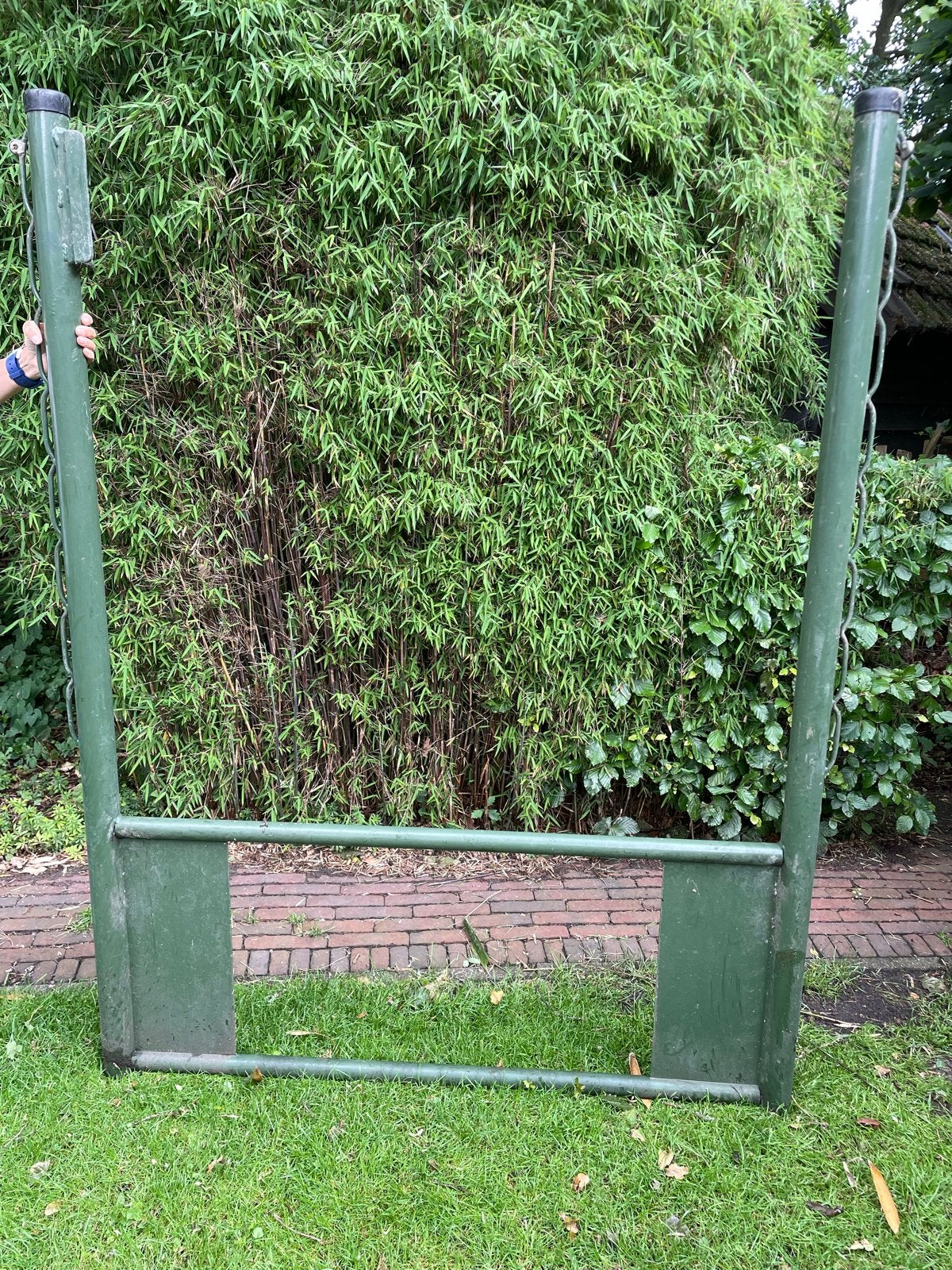 Robuust groen hekwerk voor poort, Ophalen, Zo goed als nieuw, IJzer, Tuinhek