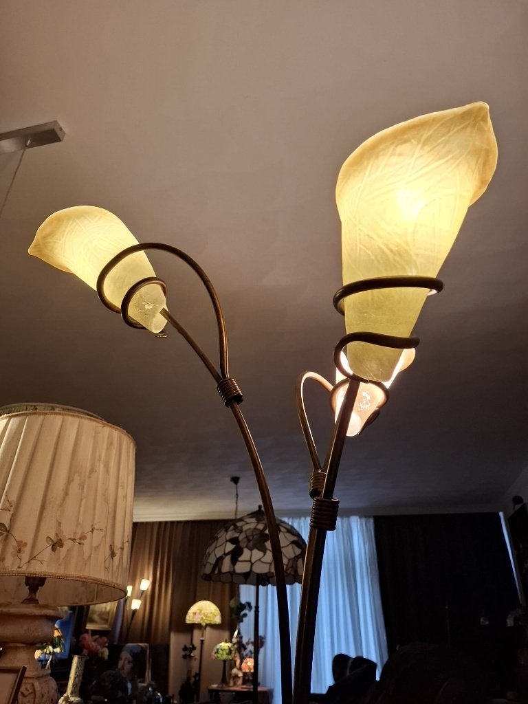 Grote vloerlamp 3 lichtpunten met glazen kelken, Ophalen, 150 tot 200 cm