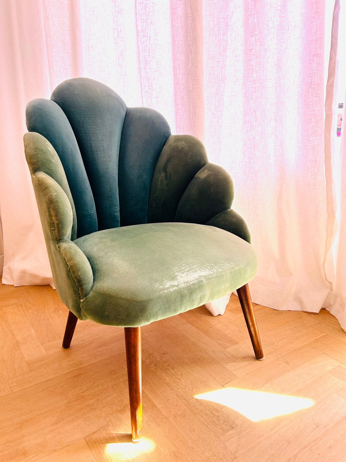 Schelpen fauteuil Sissy Boy groen, Ophalen, Gebruikt, Stof, 50 tot 75 cm