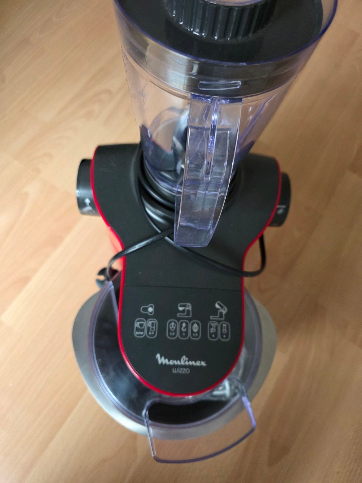 Moulinex Wizzo Keukenmachine - Rood/Zwart, 2 tot 3 liter, Ophalen of Verzenden, Zo goed als nieuw, 3 snelheden of meer