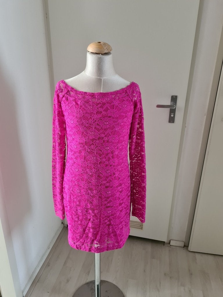 Roze Kanten Jurk met Lange Mouwen maat 158, Kinderen en Baby's, Kinderkleding | Maat 158, Meisje, Ophalen of Verzenden, Zo goed als nieuw