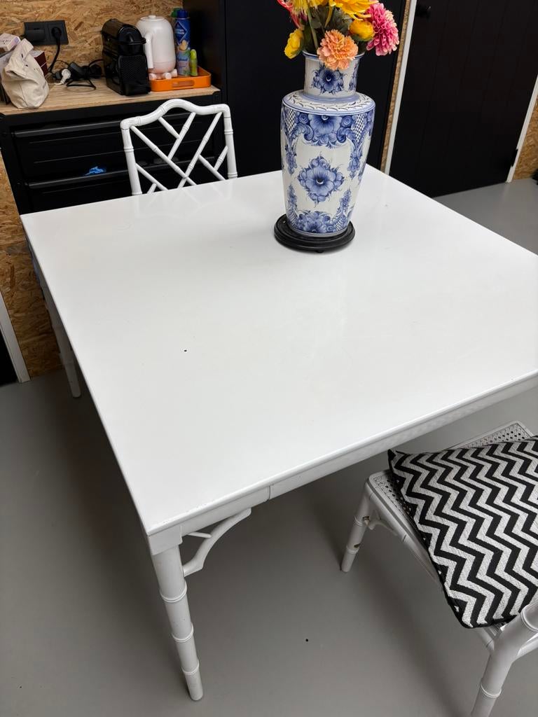 Eettafel vierkant faux bamboo, Huis en Inrichting, Tafels | Eettafels, Zo goed als nieuw, 50 tot 100 cm, Vierkant, Ophalen