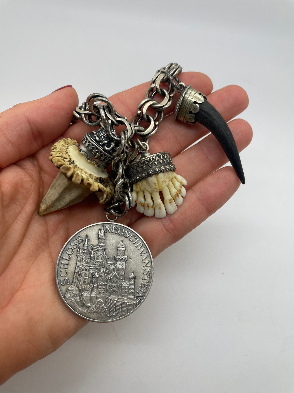 G200 Prachtige charivari ketting klederdracht juweel, Ophalen of Verzenden, Zilver, Ketting