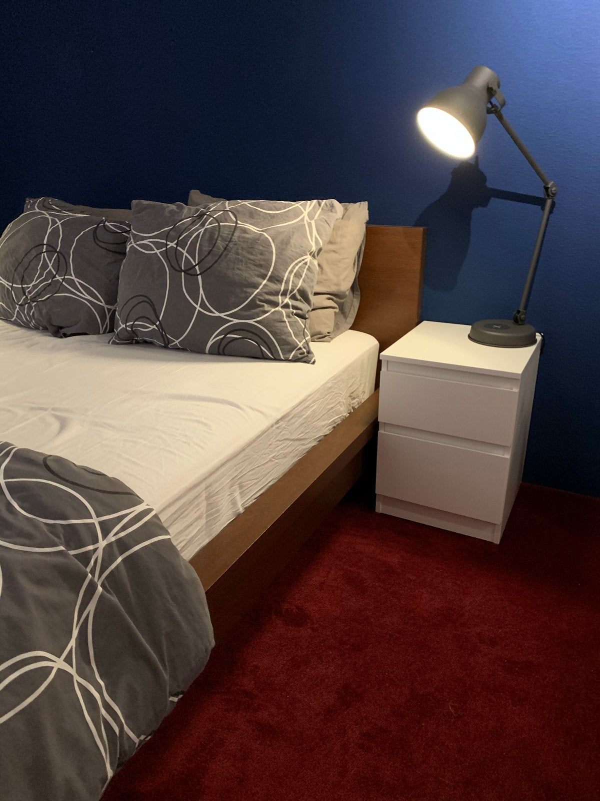 IKEA Malm bedframe 140x200 met lattenbodem +, Ophalen, Gebruikt, Bruin, Tweepersoons