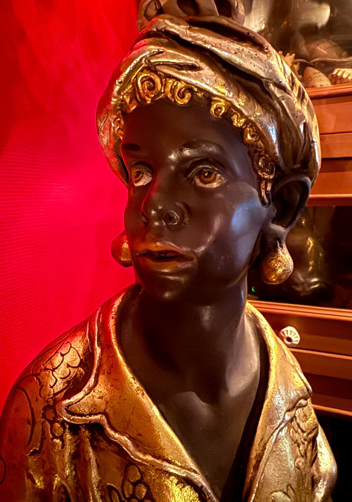 Blackamoor Moor Moriaan beeld antiek, Antiek en Kunst, Ophalen, Beschilderd, Beeld