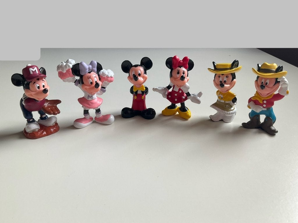 Disney Minnie en Mickey mouse - 6x figuurtjes - taart topper, Ophalen of Verzenden, Mickey Mouse, Zo goed als nieuw, Beeldje of Figuurtje