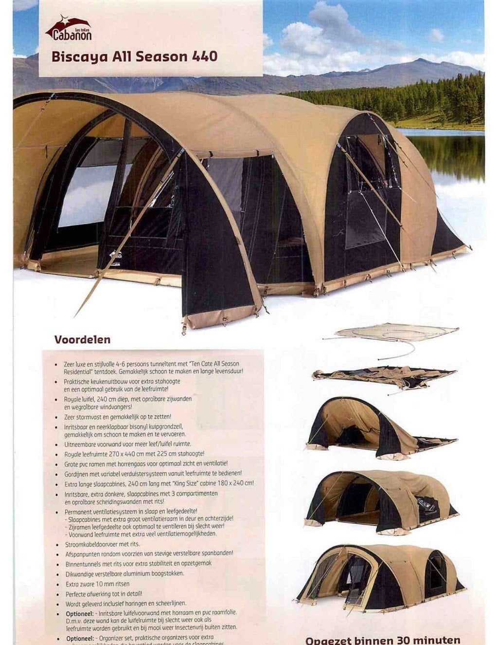 Cabanon Biscaya All Season 440 tunneltent, Ophalen, Zo goed als nieuw, Tot en met 6