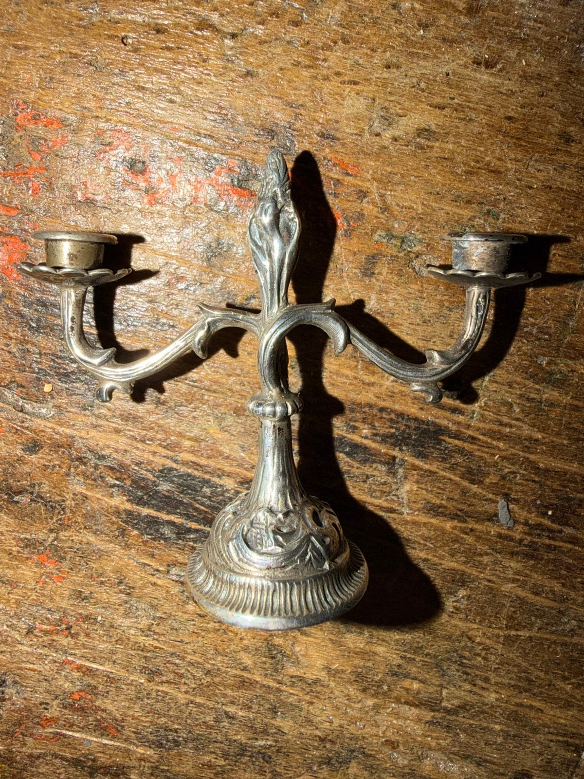 Klein antiek zilveren poppenkast kaarsen kandelaar, Antiek en Kunst, Ophalen of Verzenden, Zilver