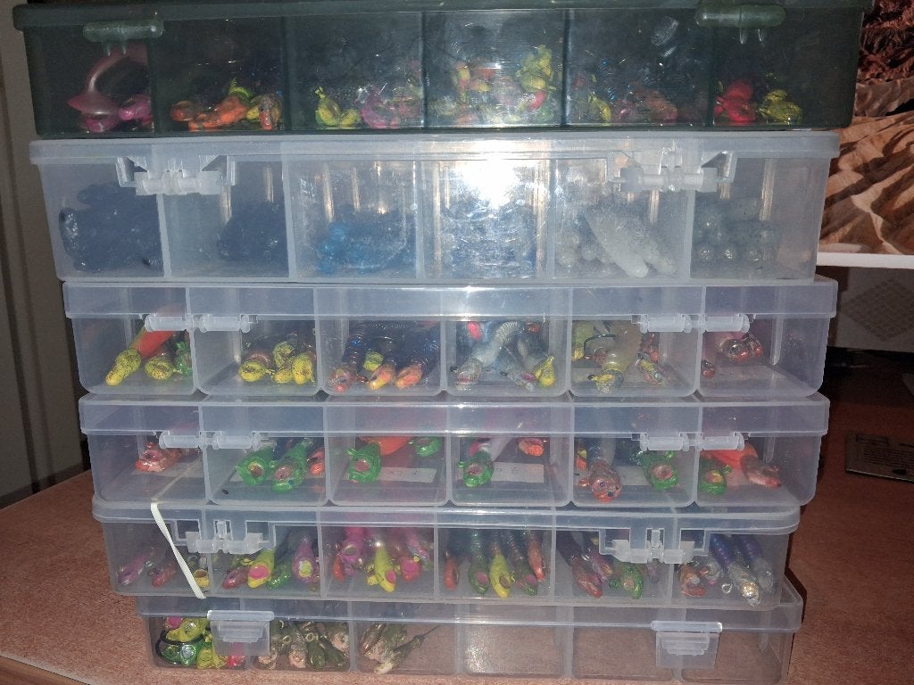 6 BOXEN VOL MET ZEEBAARS KUNSTAAS OOK MET LOODKOPJES BIEDEN, Ophalen of Verzenden, Zo goed als nieuw, Overige typen