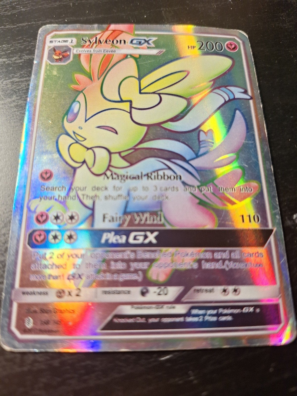Sylveon GX Pokémon kaart - Full Art, Ophalen of Verzenden, Gebruikt, Losse kaart, Foil