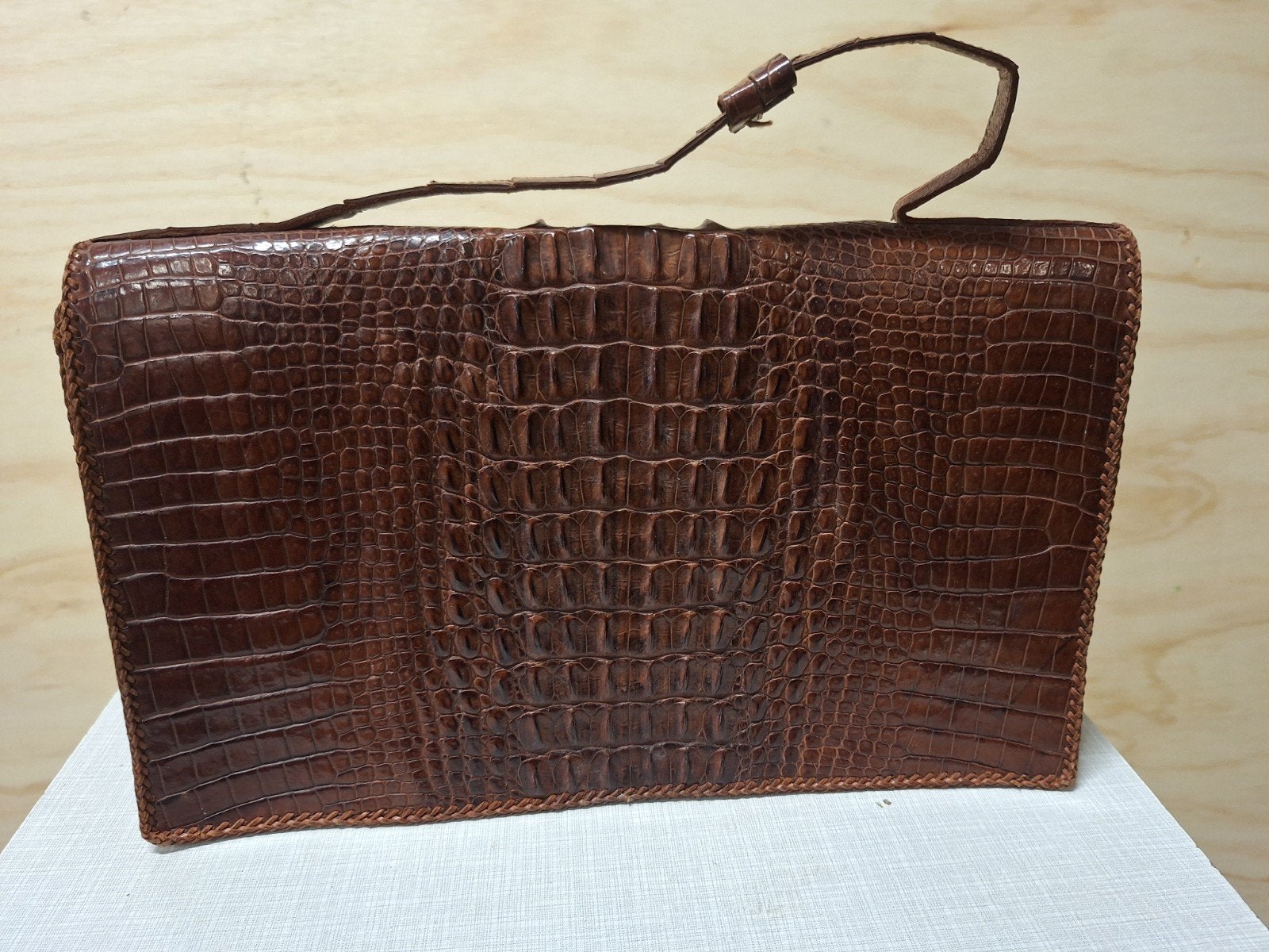 Vintage Hornback Krokodillenleren Dames Handtas – Jaren 50, Ophalen of Verzenden, Dames