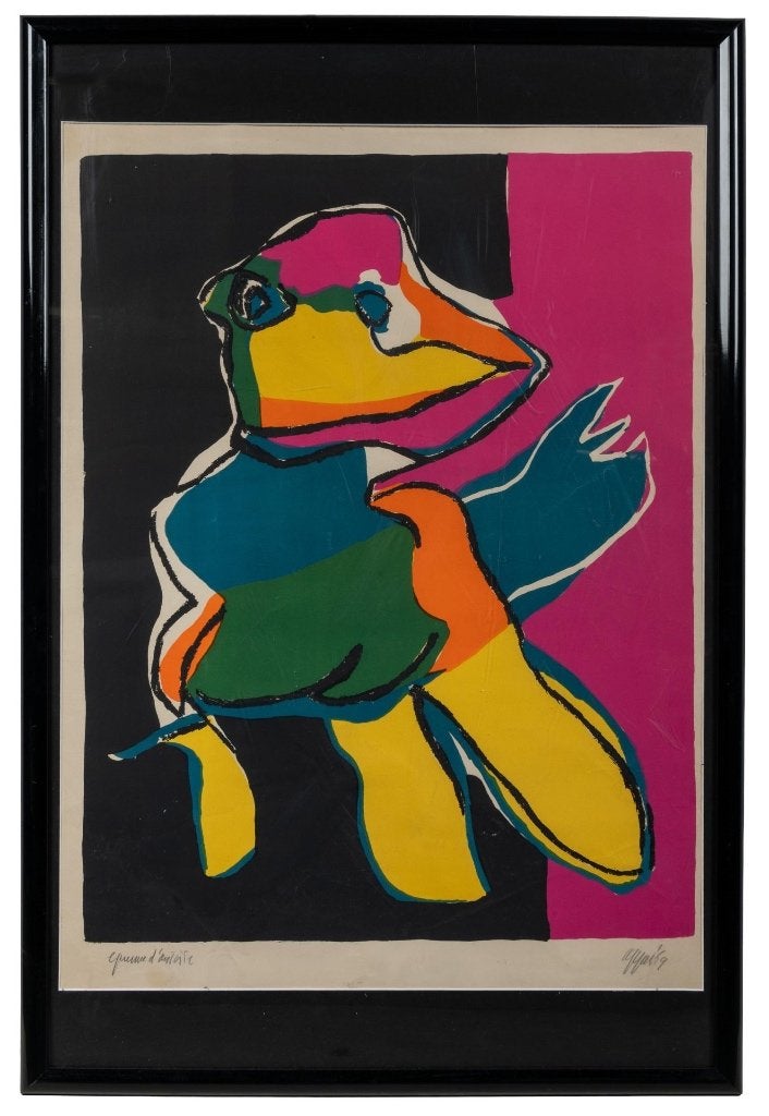 Karel Appel litho 'Frog' 1969, Abstract, Origineel, Ophalen of Verzenden, Lithografie