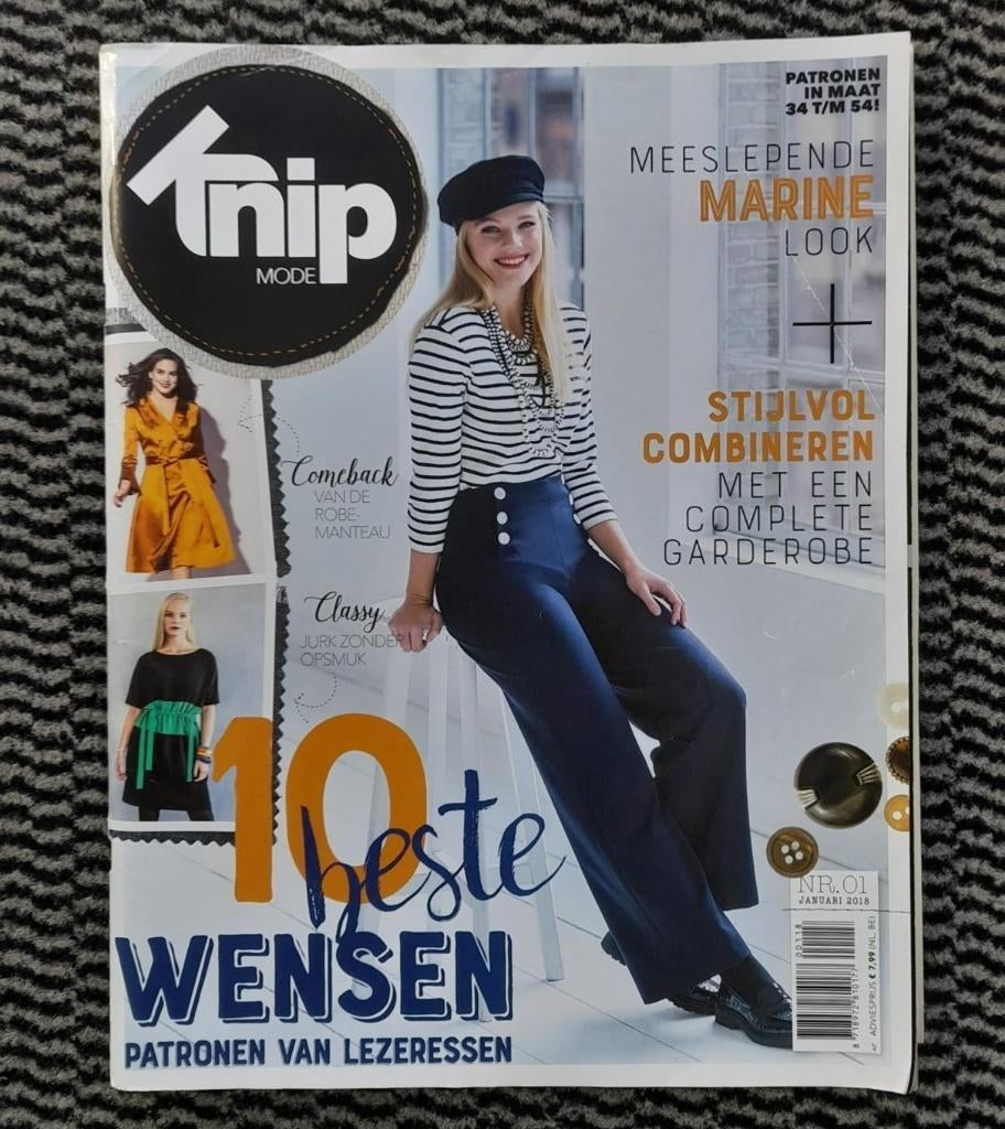 Knipmode nummer 1 januari 2018 alle patronen maat 34/54 XL, Verzenden, Zo goed als nieuw, Vrouw, Knipmode