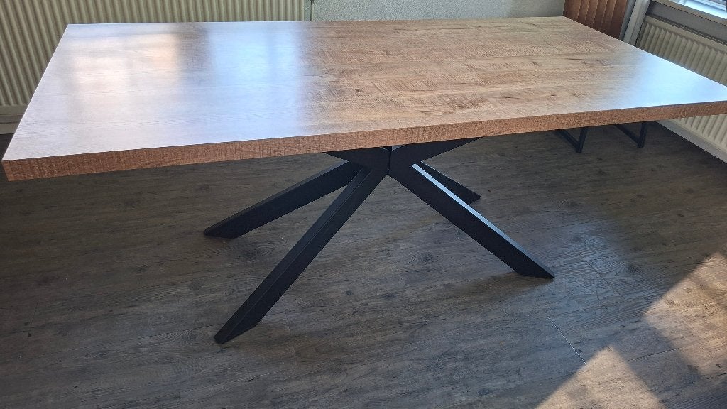 Z.G.A.N. Eiken Keukentafel 90x190 cm, Ophalen, Bruin, 50 tot 100 cm, Zo goed als nieuw