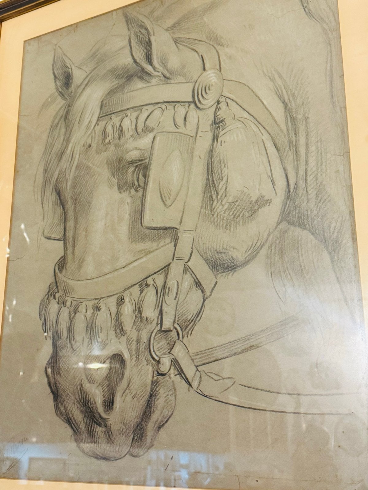 Originele tekening Otto Eerelman - Percheron paard, Ophalen of Verzenden, Tekening, Potloodtekening, Origineel