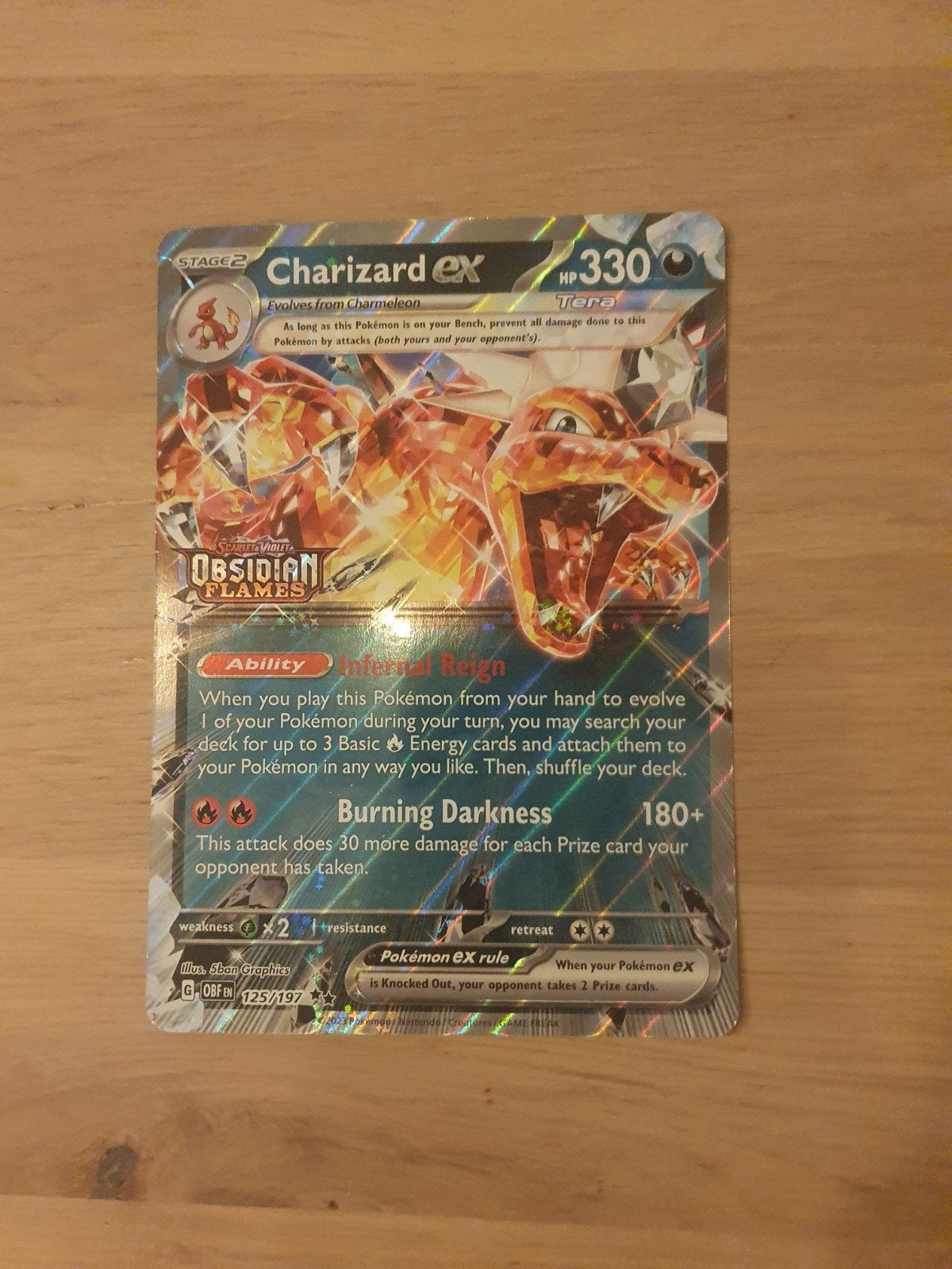 Charizard ex Jumbo Obsidian Flames, Hobby en Vrije tijd, Verzamelkaartspellen | Pokémon, Ophalen, Gebruikt, Losse kaart, Foil