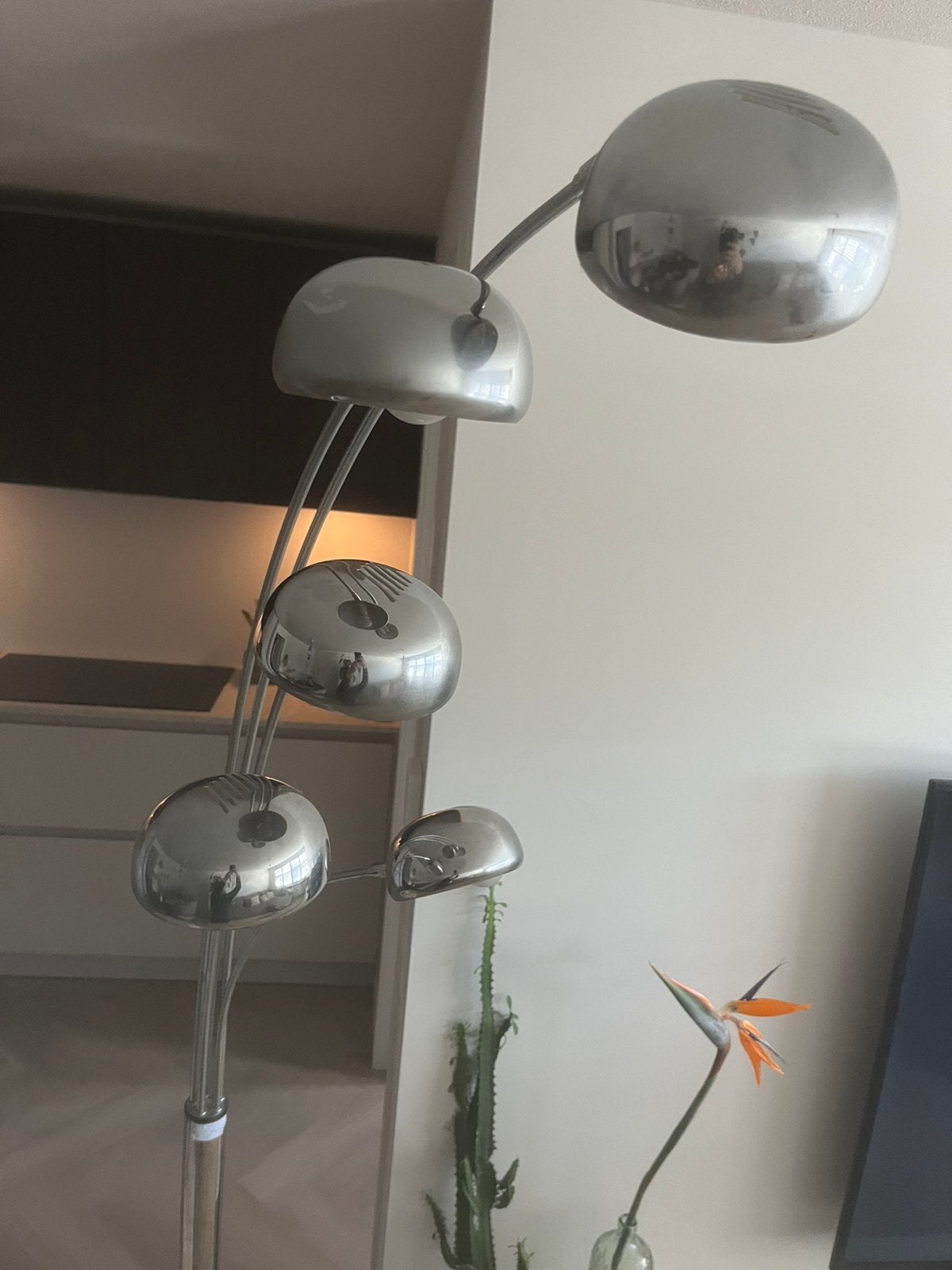 Vintage chrome chroom booglamp vloerlamp, Huis en Inrichting, Ophalen, Zo goed als nieuw, 150 tot 200 cm