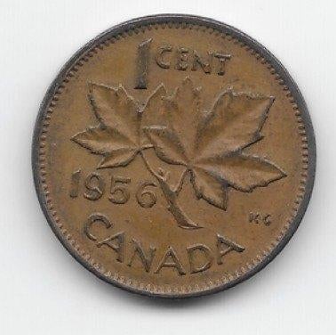 Canada 1 cent 1956 KM# 49, Postzegels en Munten, Munten | Amerika, Losse munt, Noord-Amerika, Verzenden