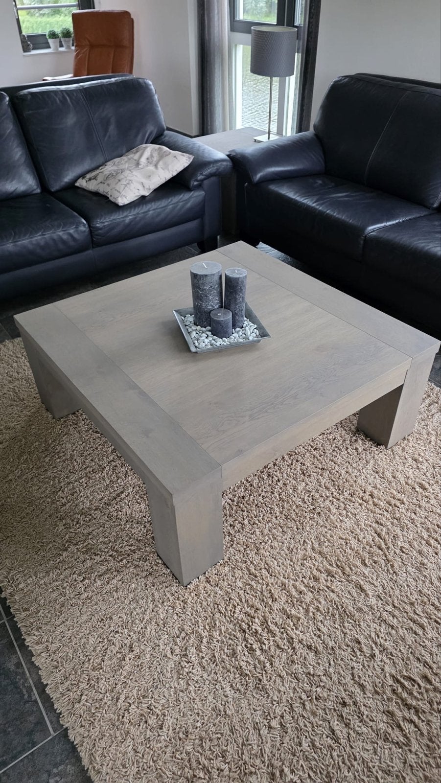 Grey wash eiken salontafel 100x100x40, Huis en Inrichting, Tafels | Salontafels, Ophalen, Gebruikt, 100 tot 150 cm, 150 tot 200 cm
